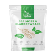 Raw Powders Sea Moss & Bladderwrack 90 caps. (puslėtąsis guveinis su vaistiniu drebuluočiu)